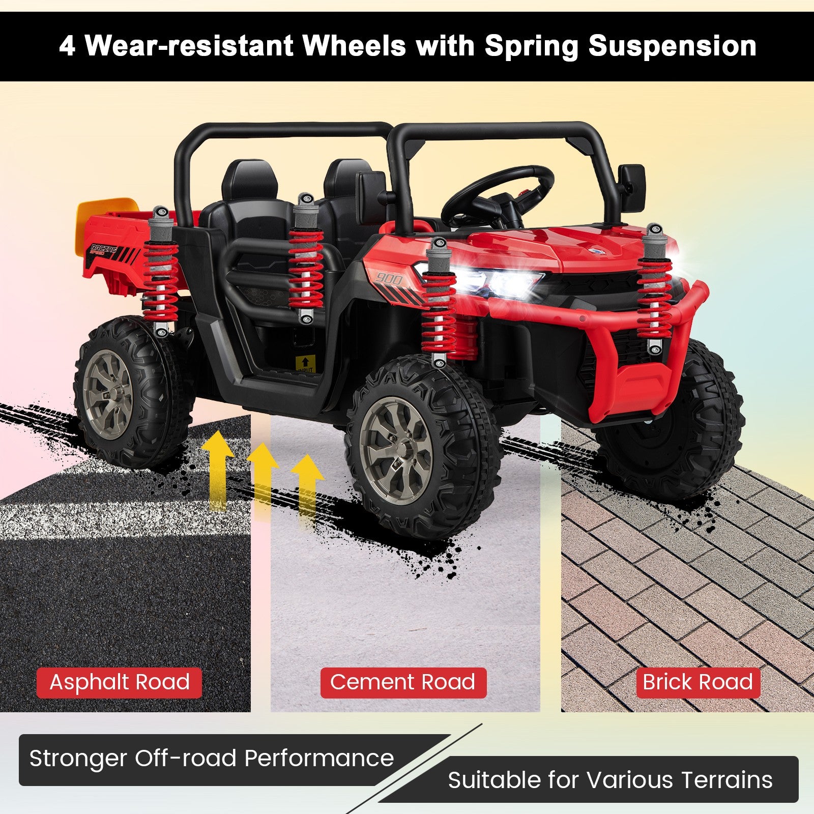 12V 2-Seater Electric Ride-On UTV Dump Truck with Remote Control, Dump Bed, and Shovel - Red Trend Times 7