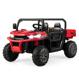 12V 2-Seater Electric Ride-On UTV Dump Truck with Remote Control, Dump Bed, and Shovel - Red Trend Times 9