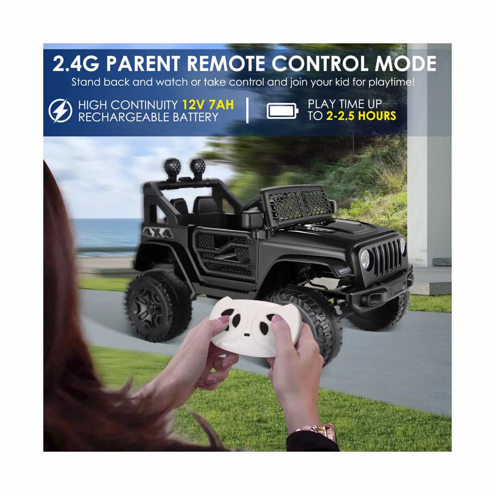 12V Two-Seat Electric Ride-On Truck with Remote Control, LED Lights, and MP3 for Kids Trend Times 15
