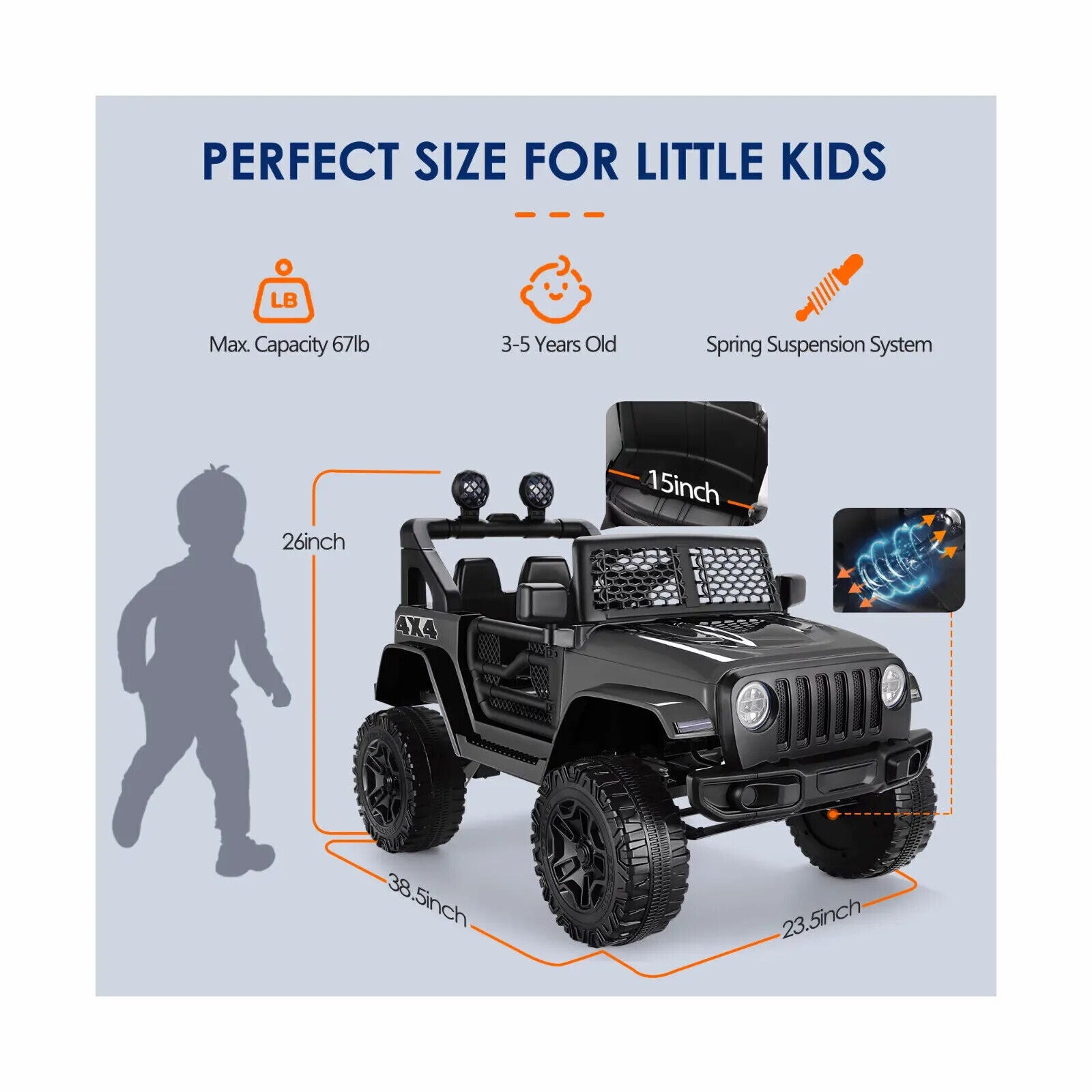 12V Two-Seat Electric Ride-On Truck with Remote Control, LED Lights, and MP3 for Kids Trend Times 18