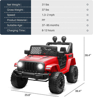 12V Two-Seat Electric Ride-On Truck with Remote Control, LED Lights, and MP3 for Kids Trend Times 6