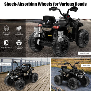 12V 2-Speed Kids Electric Ride-On ATV 4-Wheeler Quad with MP3 and Headlights Black Trend Times 4