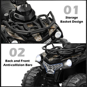 12V 2-Speed Kids Electric Ride-On ATV 4-Wheeler Quad with MP3 and Headlights Black Trend Times 6