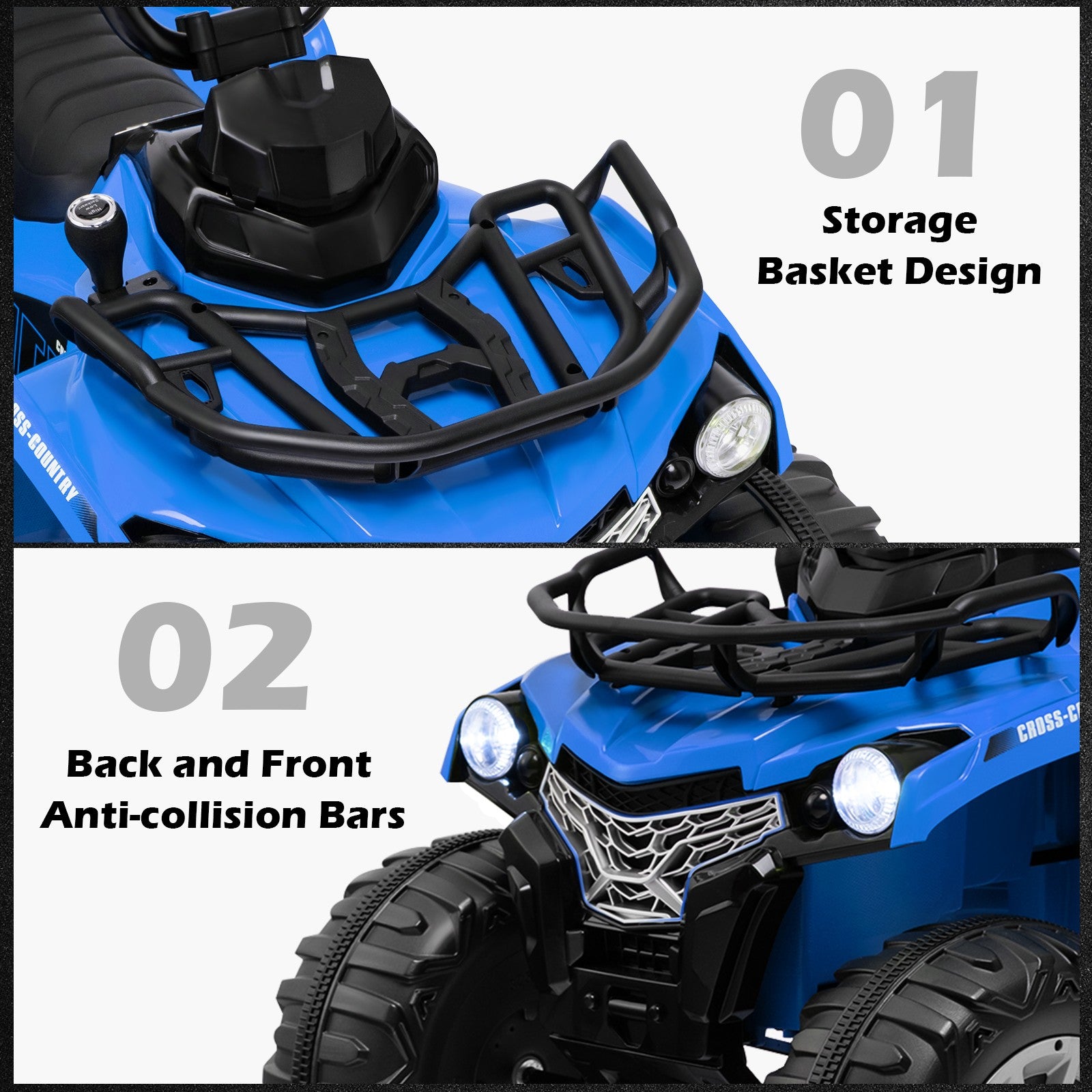 12V Electric Kids Ride-On ATV 4-Wheeler Quad with 2 Speeds, MP3, and Headlights Blue Trend Times 6