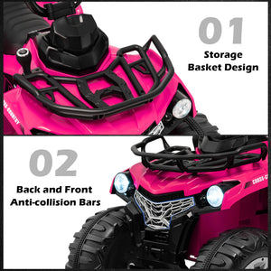12V Electric Kids Ride-On ATV 4 Wheeler Quad with 2 Speeds, MP3 Player, and Headlights in Pink Trend Times 6
