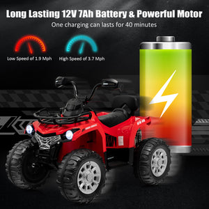 12V Electric Kids Ride-On ATV 4 Wheeler Quad with 2 Speeds MP3 and Headlights Red Trend Times 3