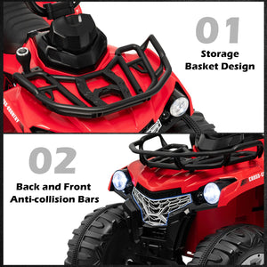 12V Electric Kids Ride-On ATV 4 Wheeler Quad with 2 Speeds MP3 and Headlights Red Trend Times 6