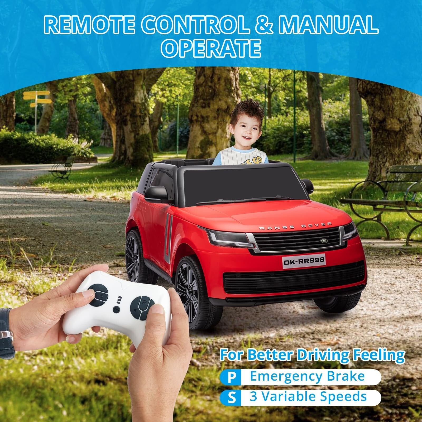 12V/24V Licensed Land Rover Red 2-Seater Ride-On Truck Car Toy with Remote Control Trend Times 10