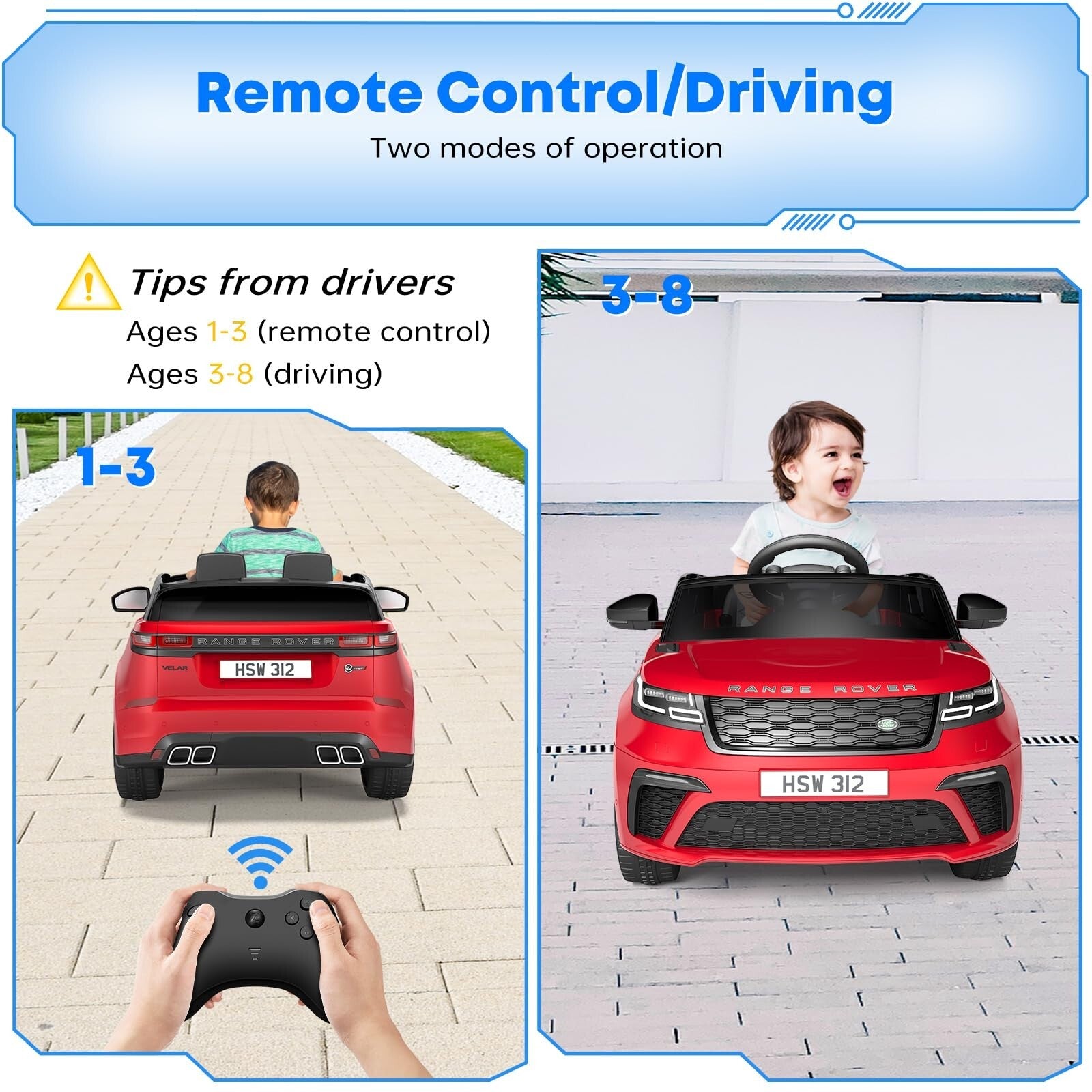 12V/24V Licensed Land Rover Red 2-Seater Ride-On Truck Car Toy with Remote Control Trend Times 16