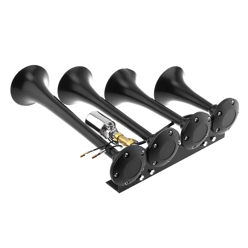 12V/24V Air Horn for Truck and Train - 185dB Loud Four Trumpet Air Horn Trend Times 4
