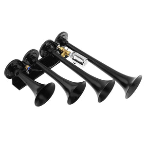 12V/24V Truck and Train Air Horn 185dB Super Loud Four Trumpet Air Horn for Cars Trend Times 5
