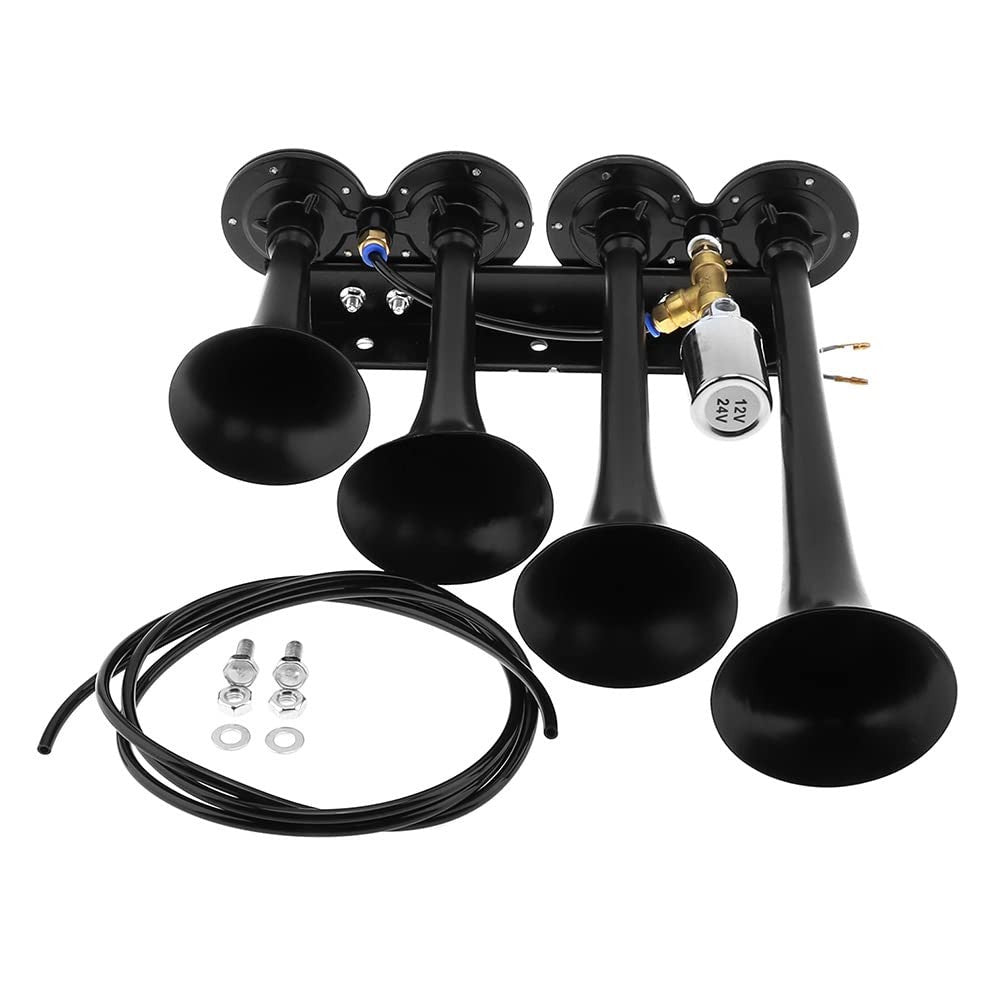 12V/24V Truck and Train Air Horn 185dB Super Loud Four Trumpet Air Horn for Cars Trend Times Variant 0