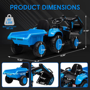 12V 3-in-1 Kids Electric Ride-On Excavator with Detachable Trailer Trend Times 10