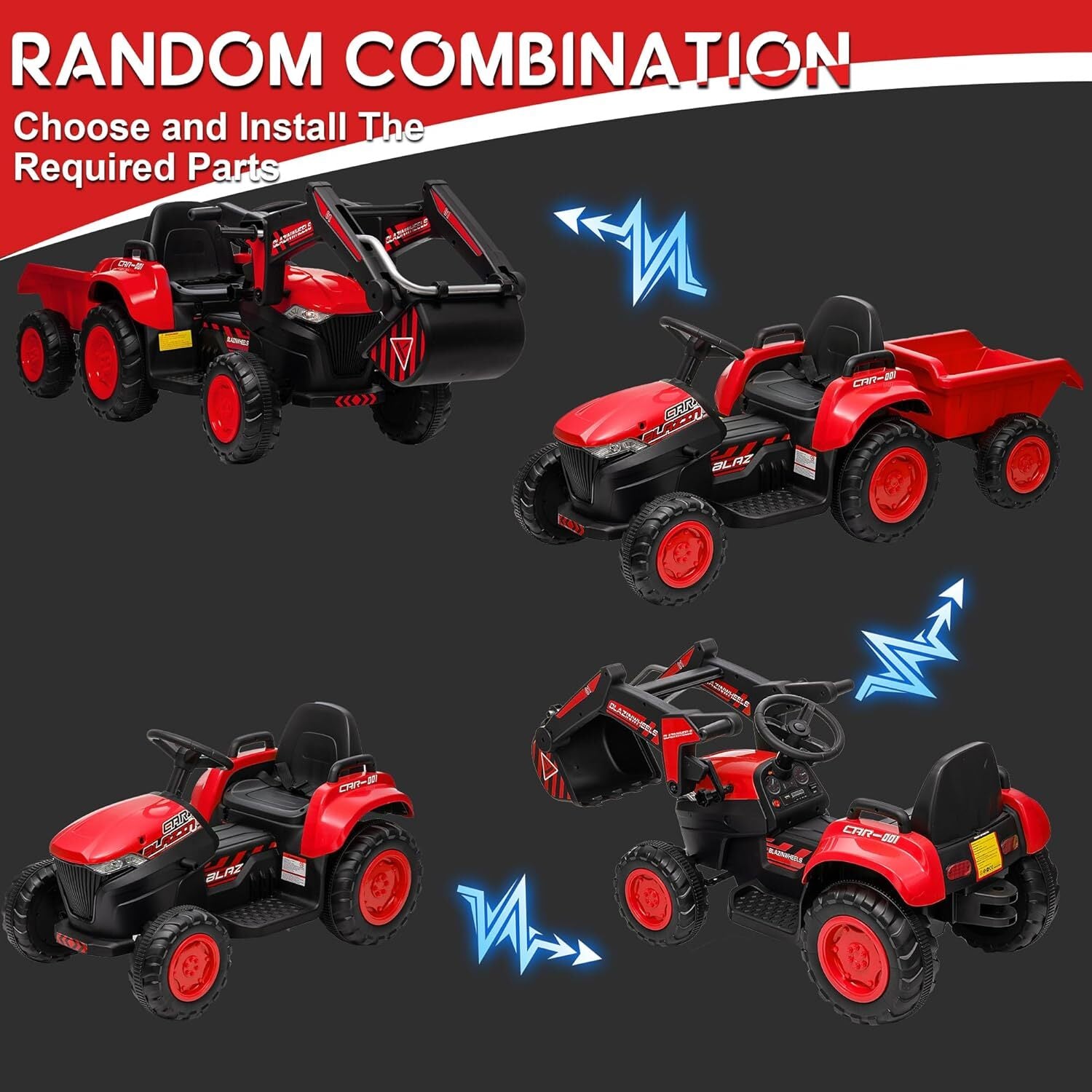 12V 3-in-1 Kids Electric Ride-On Excavator with Detachable Trailer Trend Times 17