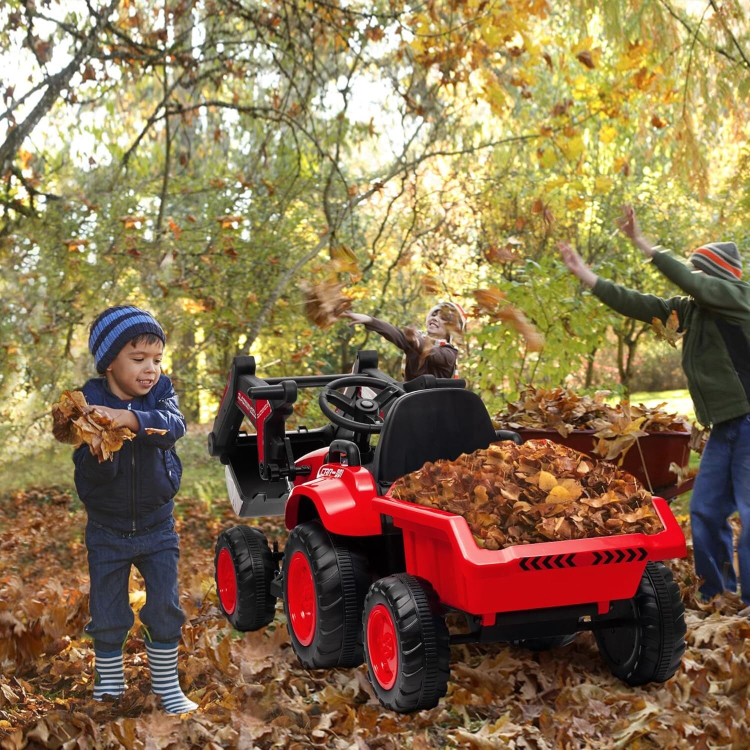 12V 3-in-1 Kids Electric Ride-On Excavator with Detachable Trailer Trend Times 21