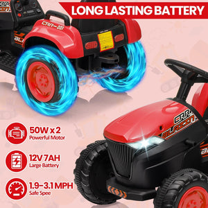 12V 3-in-1 Kids Electric Ride-On Excavator Bulldozer Tractor with Remote and Trailer Trend Times 24