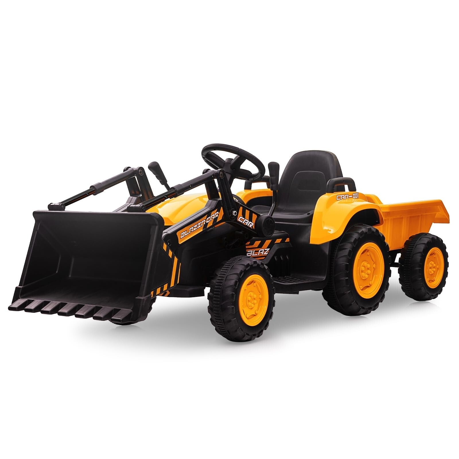 12V 3-in-1 Kids Electric Ride-On Excavator Bulldozer Tractor with Remote and Trailer Trend Times 9