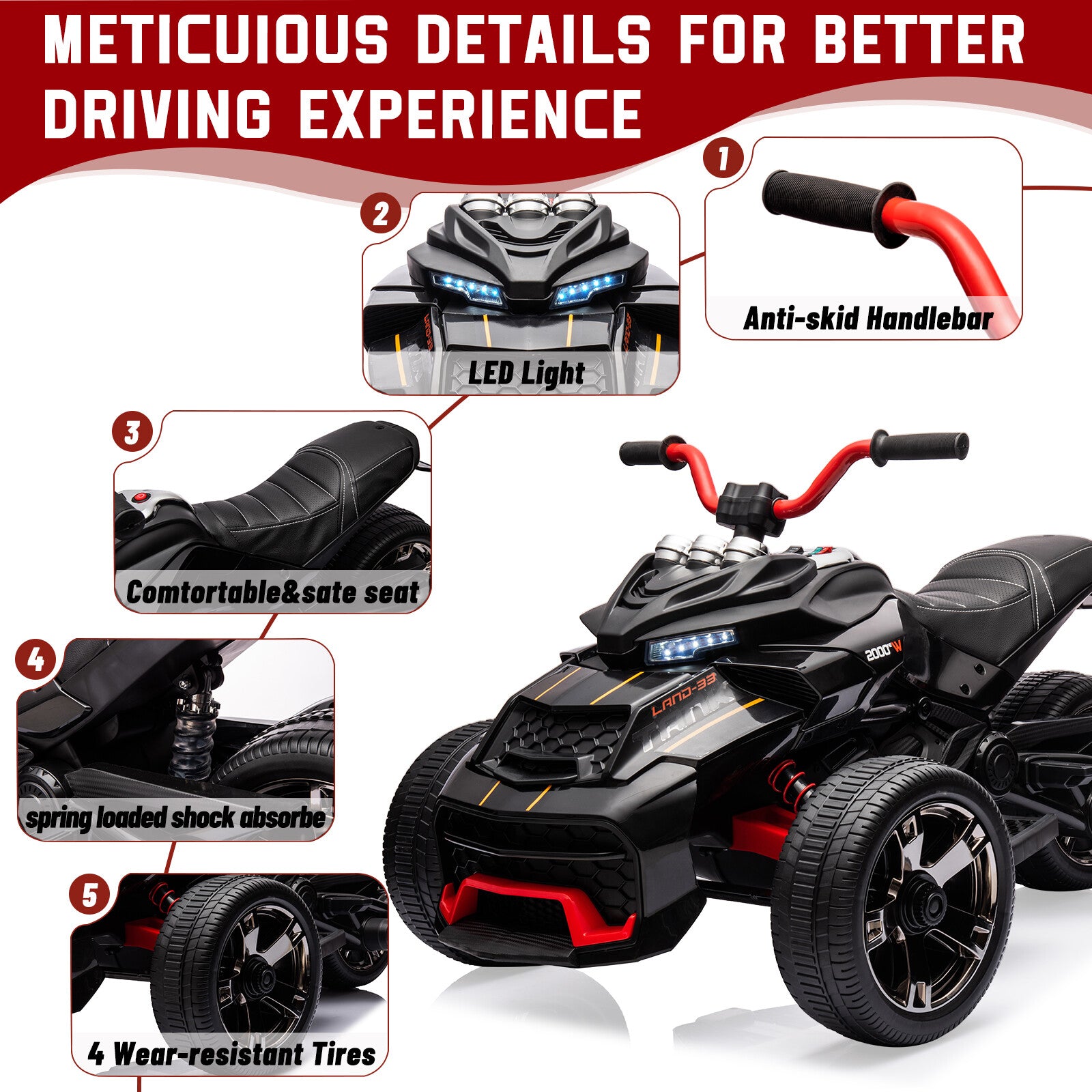 12V 3-Wheeler Ride-On Electric ATV Motorcycle Battery-Powered Vehicle Trend Times 10