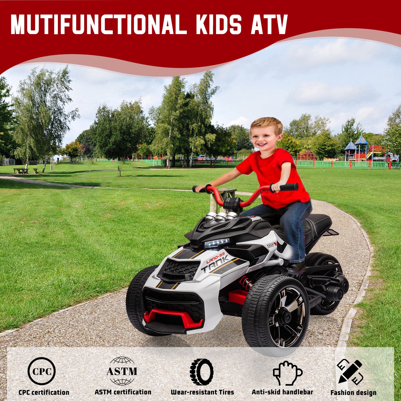 12V 3-Wheeler Ride-On Electric ATV Motorcycle Battery-Powered Vehicle Trend Times 18