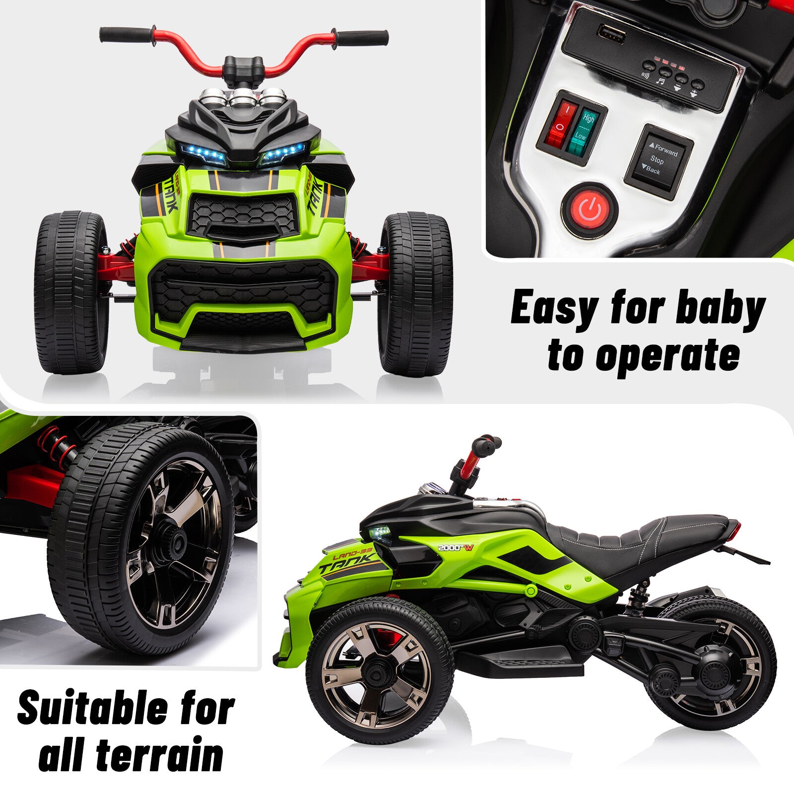 12V 3-Wheeler Ride-On Electric ATV Motorcycle Battery-Powered Vehicle Trend Times 21