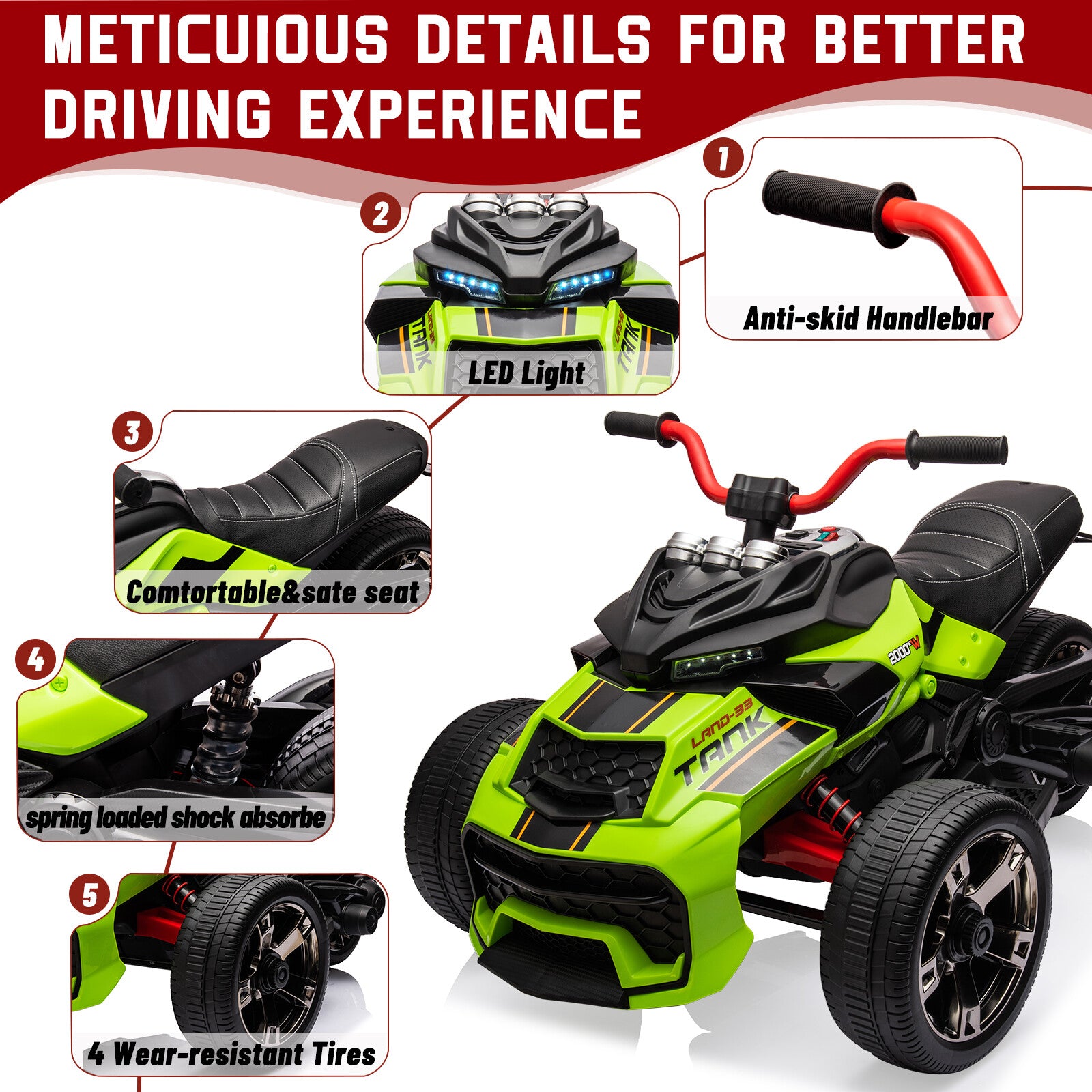 12V 3-Wheeler Ride-On Electric ATV Motorcycle Battery-Powered Vehicle Trend Times 22