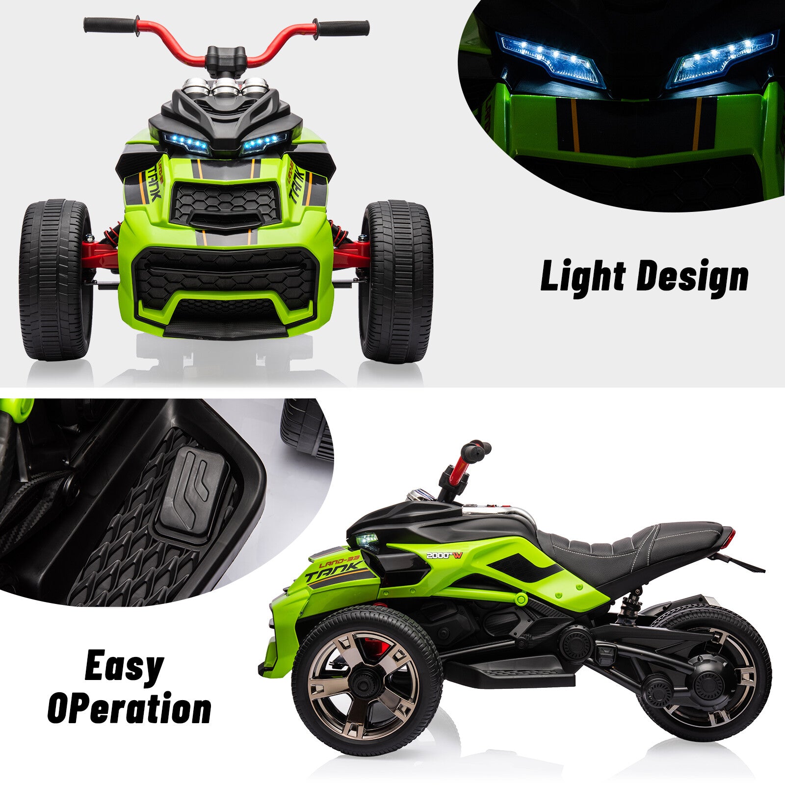12V 3-Wheeler Ride-On Electric ATV Motorcycle Battery-Powered Vehicle Trend Times 23