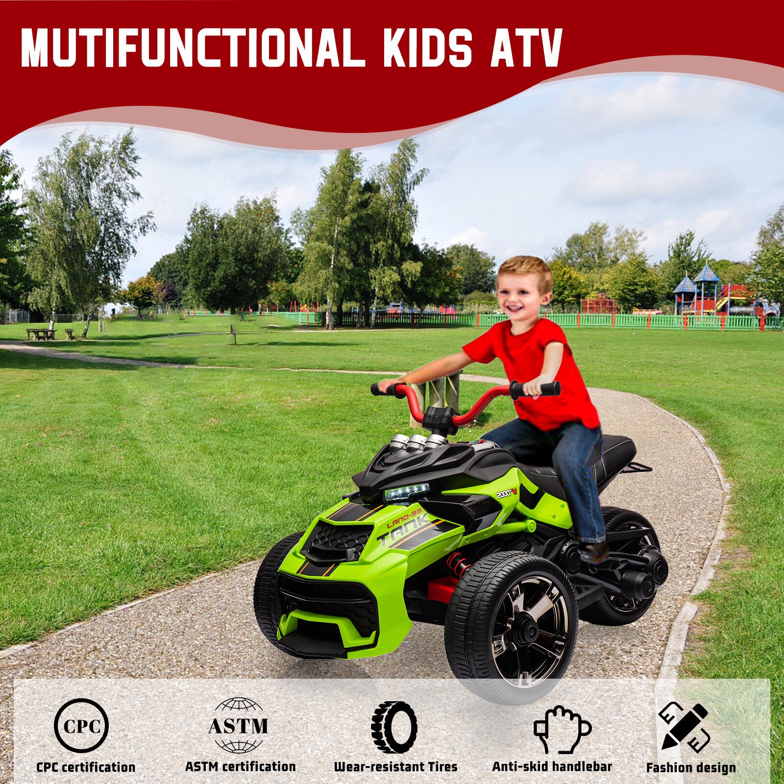 12V 3-Wheeler Ride-On Electric ATV Motorcycle Battery-Powered Vehicle Trend Times 24