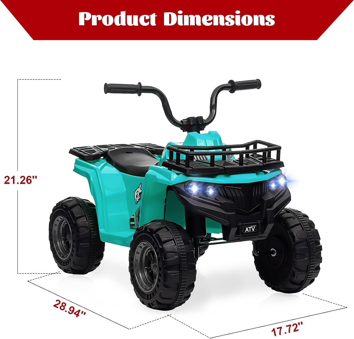 12V 4.5AH Rechargeable Battery-Powered Kids ATV 4 Wheeler Ride-On Car for Ages 3+ ASTM CPSIA Certified Trend Times 6