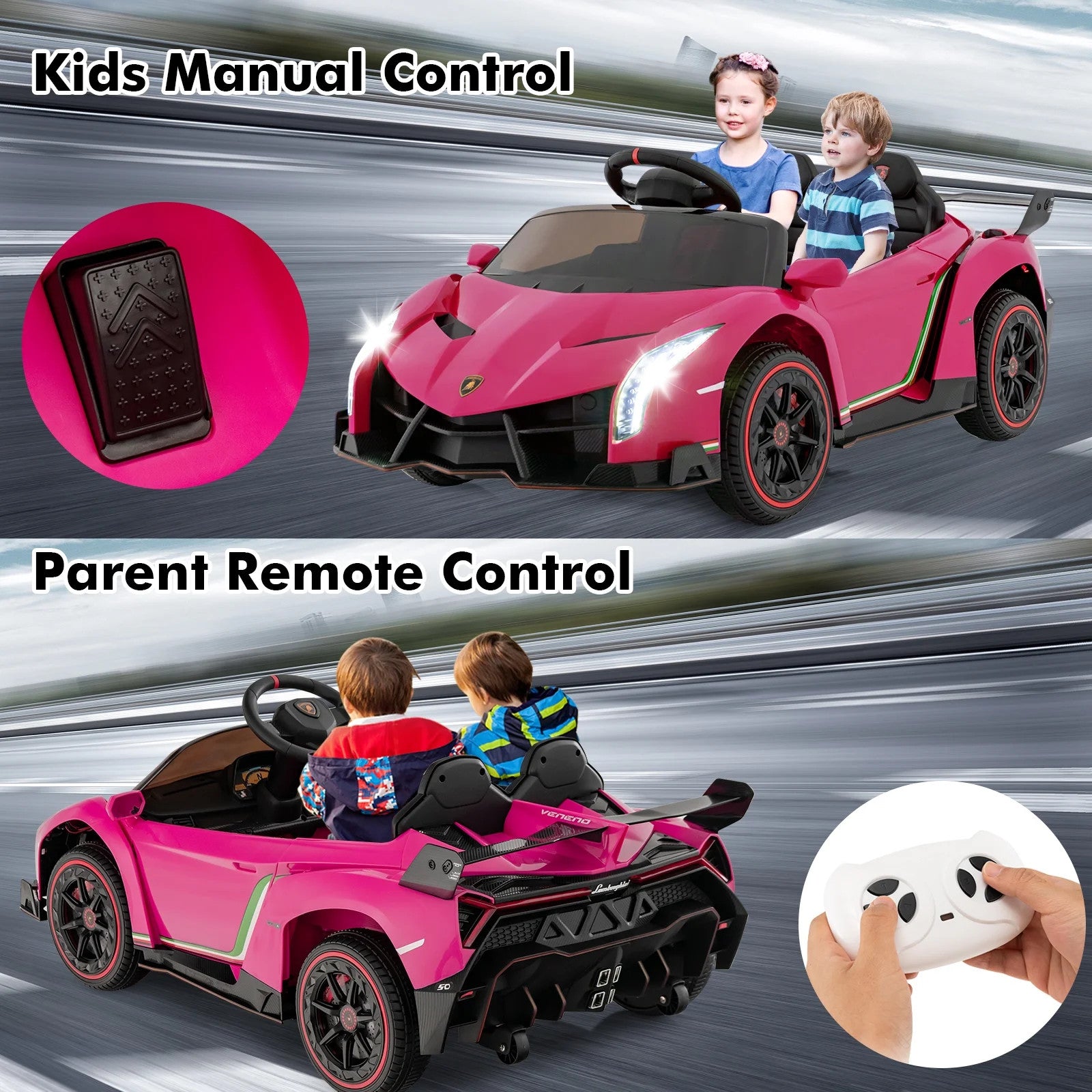 12V 4WD Kids Ride-On Car Licensed Lamborghini Veneno with Hydraulic Doors and Remote Control Trend Times 6