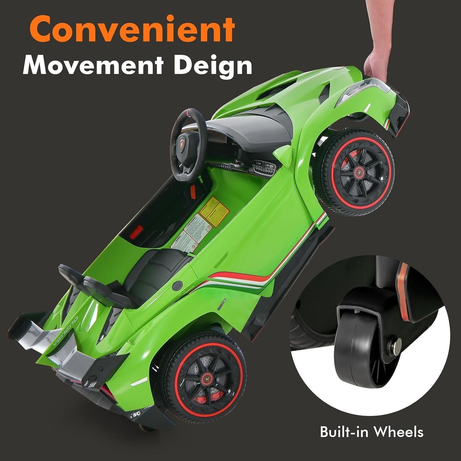 12V 4WD Kids Ride-On Car with Safety Features and Built-In Music Lamborghini Style Trend Times 10