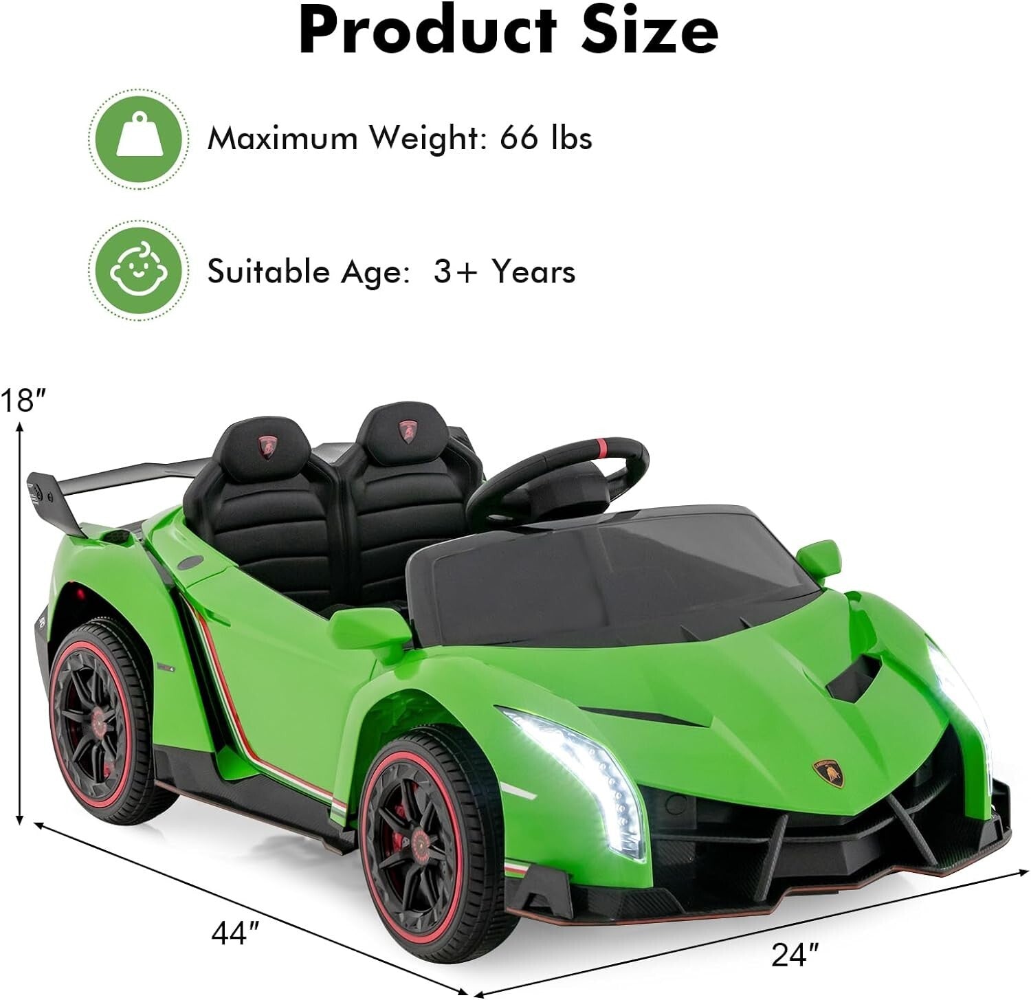 12V 4WD Kids Ride-On Car with Safety Features and Built-In Music Lamborghini Style Trend Times 7