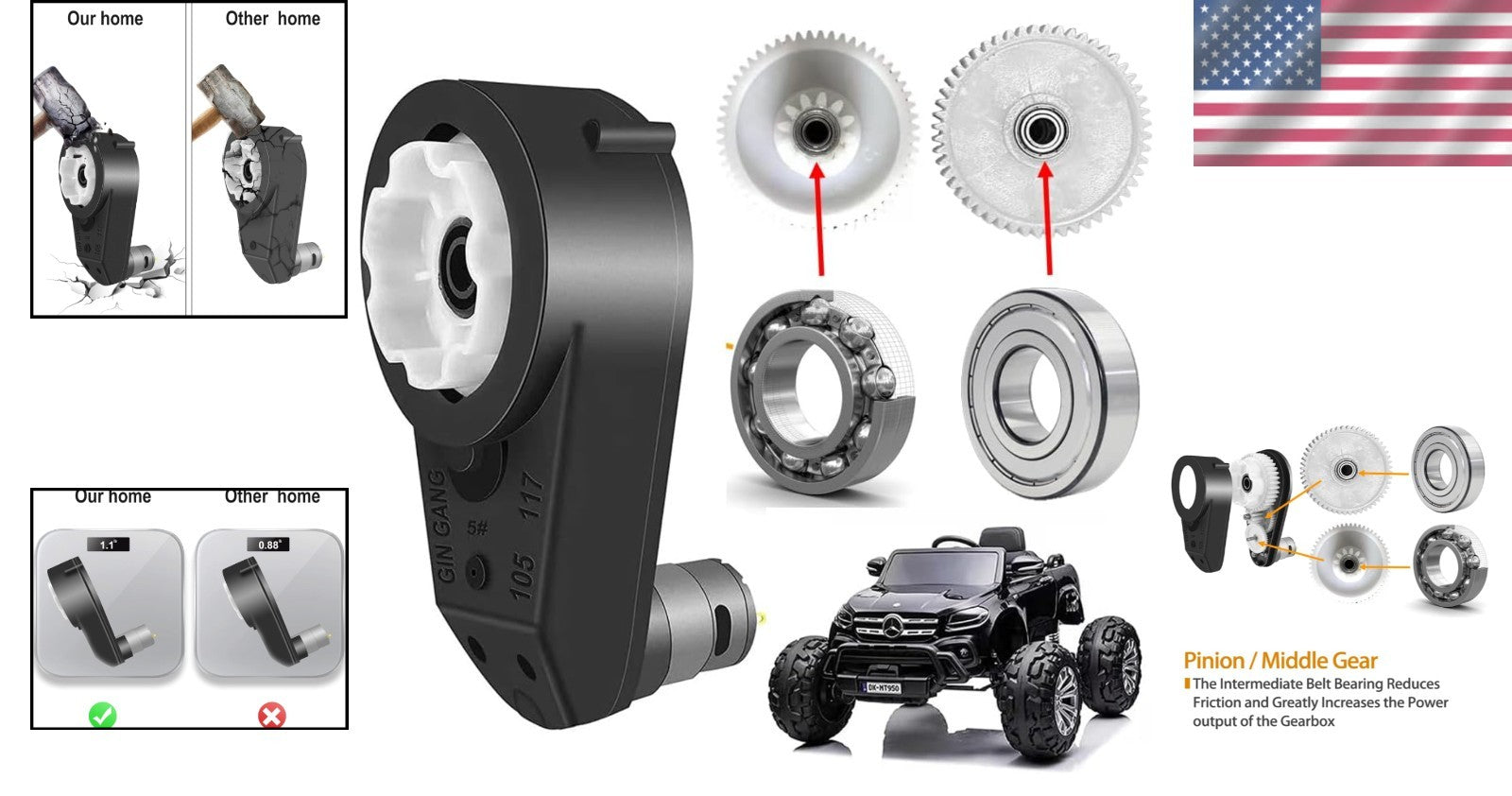 12V 550 Motor Gearbox with Cooling Fan for Improved Kids' Ride-On Vehicle Performance Trend Times 1