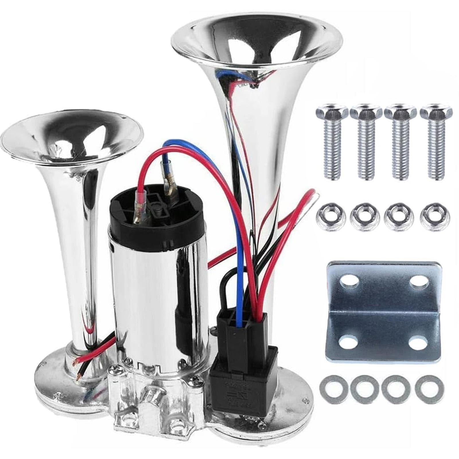 12V 600DB Super Loud Dual Trumpet Electric Air Horn Kit for Trucks Trend Times 0