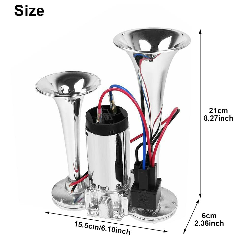 12V 600DB Super Loud Dual Trumpet Electric Air Horn Kit for Trucks Trend Times 4
