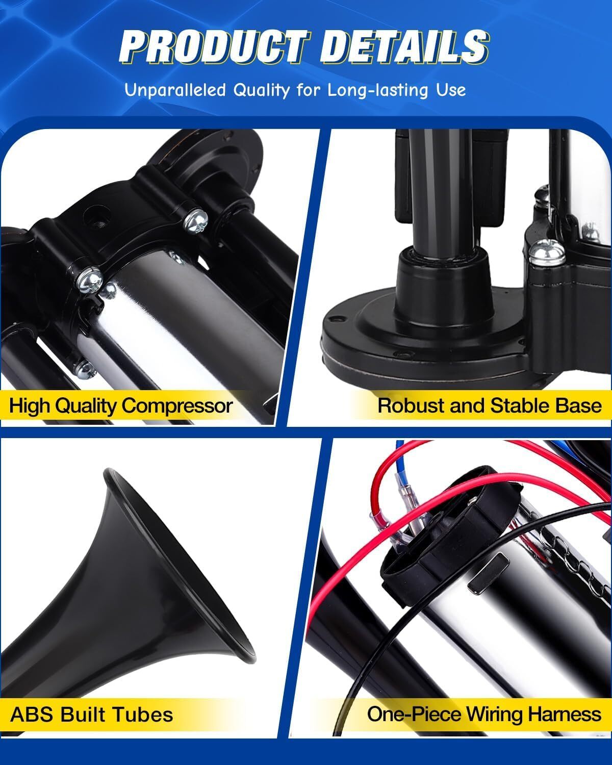 12V 600DB Super Loud Dual Electric Air Horns for Car and Truck Trend Times 2