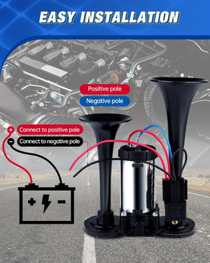 12V 600DB Super Loud Dual Electric Air Horns for Car and Truck Trend Times 3