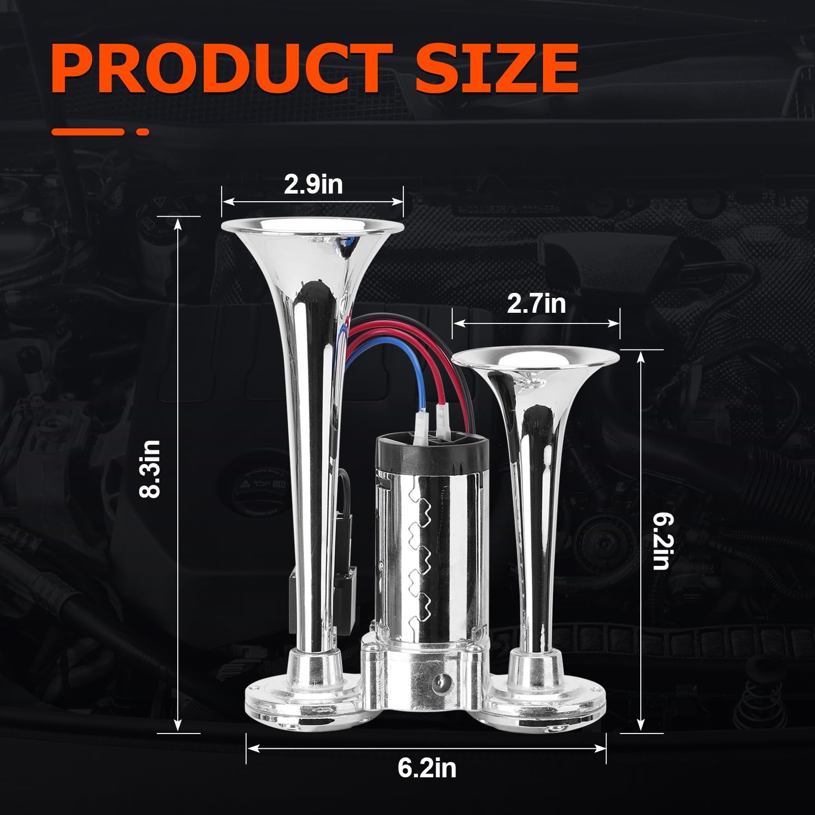12V 600DB Upgraded Dual Trumpet Air Horn Kit Super Loud Electric Train Horn Trend Times 4