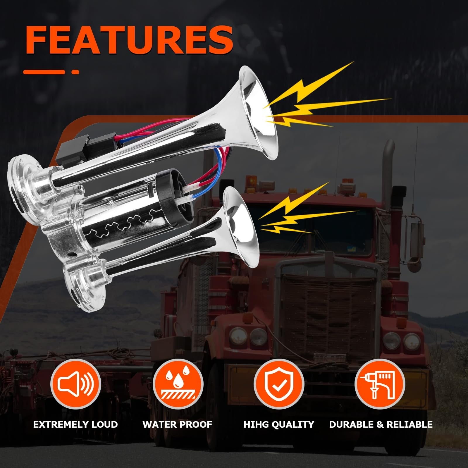 12V 600DB Upgraded Dual Trumpet Air Horn Kit Super Loud Electric Train Horn Trend Times 5