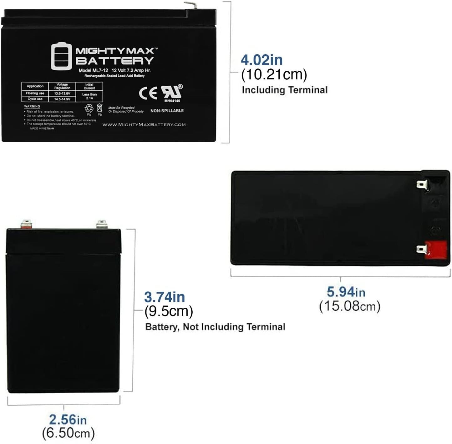 12V 7.2AH Replacement Battery for Kids Electric Ride-On Car Durable Power Wheels Trend Times 1