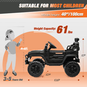 12V Kids Ride-On Truck Car with Parent Remote Control and 7-Hour Battery Life, Blue Trend Times 3