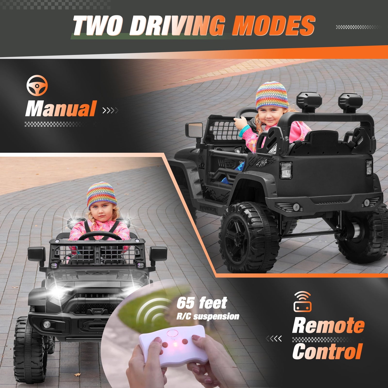 12V Kids Ride-On Truck Car with Parent Remote Control and 7-Hour Battery Life, Blue Trend Times 5