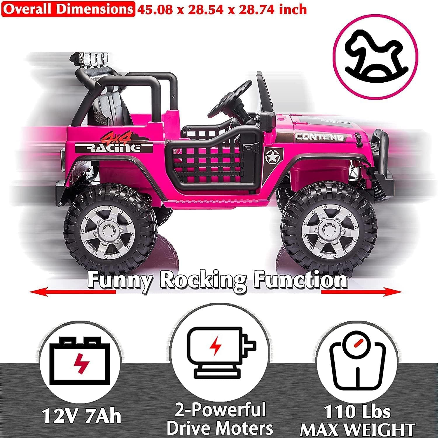 12V 7Ah 2-Seater Electric Ride-On Truck Car for Kids with Parent Remote Control Trend Times 3