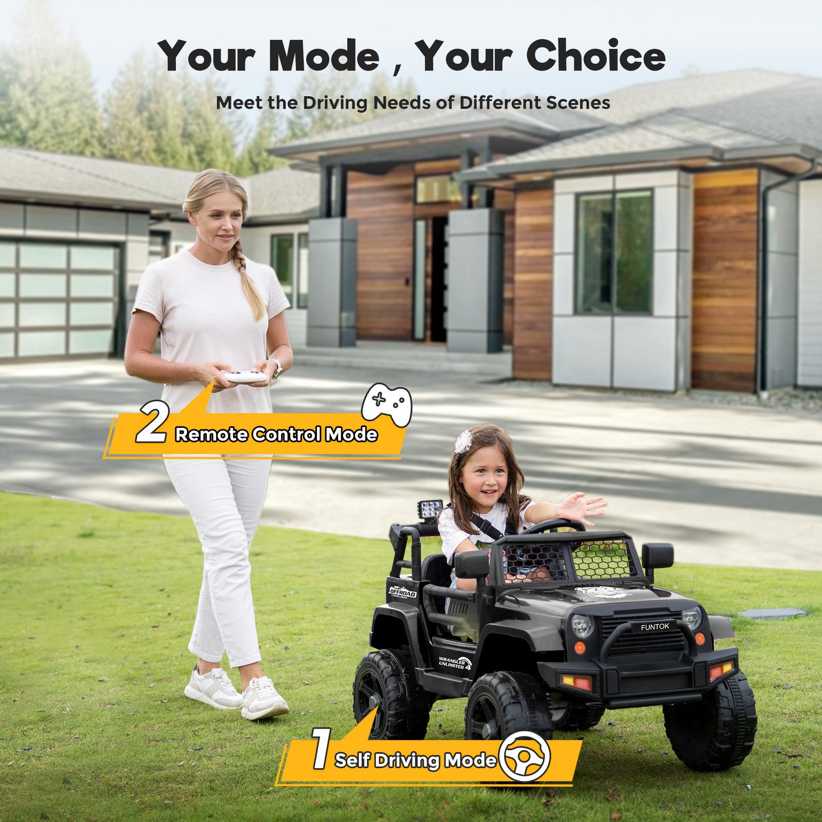 12V 7AH Battery-Powered Electric Ride-On Truck for Kids with 3 Speeds and Parental Control Trend Times 7