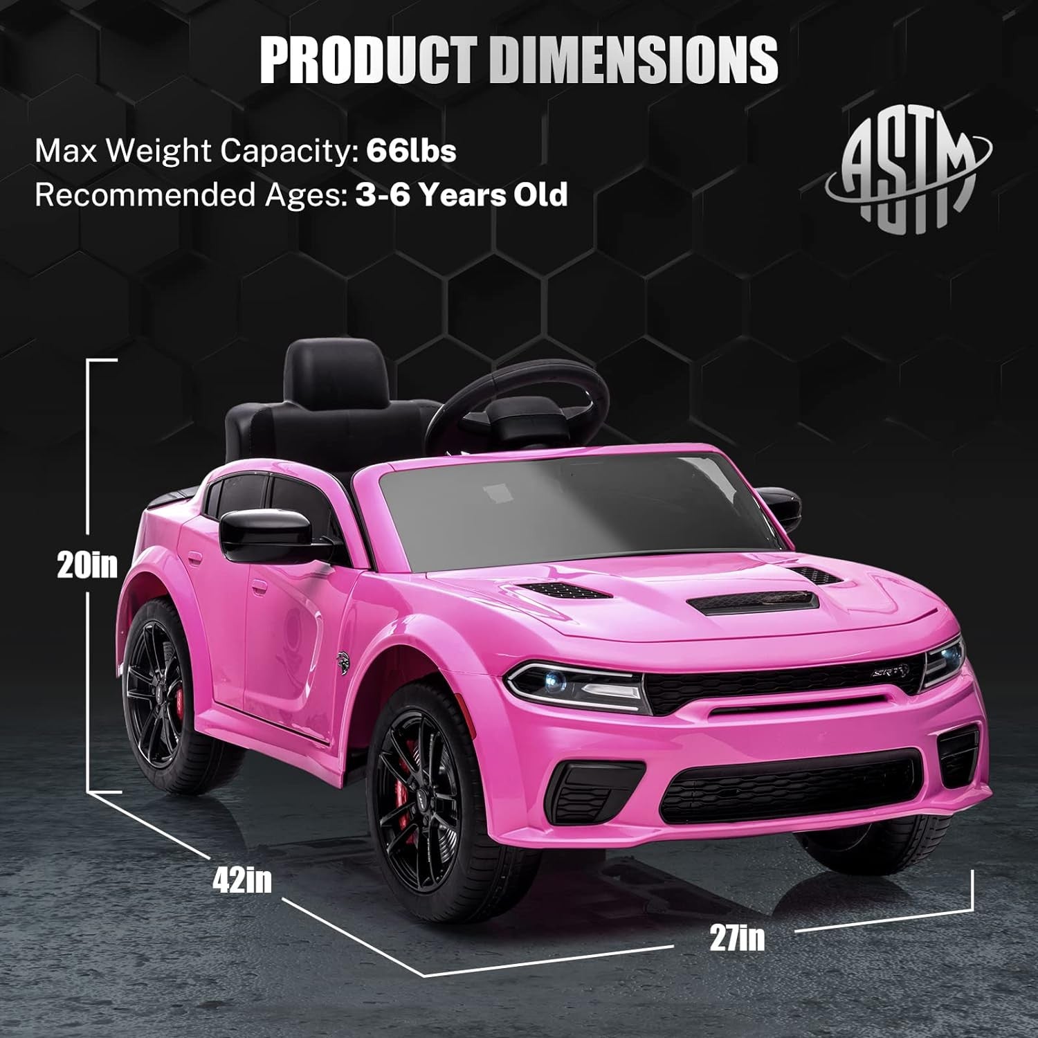 12V 7Ah Kids Electric Ride-On Car Licensed Dodge Charger SRT Hellcat with Battery Trend Times 7
