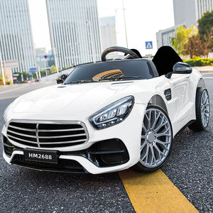 12V 7AH Ride-On 2-Seater Power Wheels Car with Remote, Bluetooth, LED Lights, and MP3 Player Trend Times 7