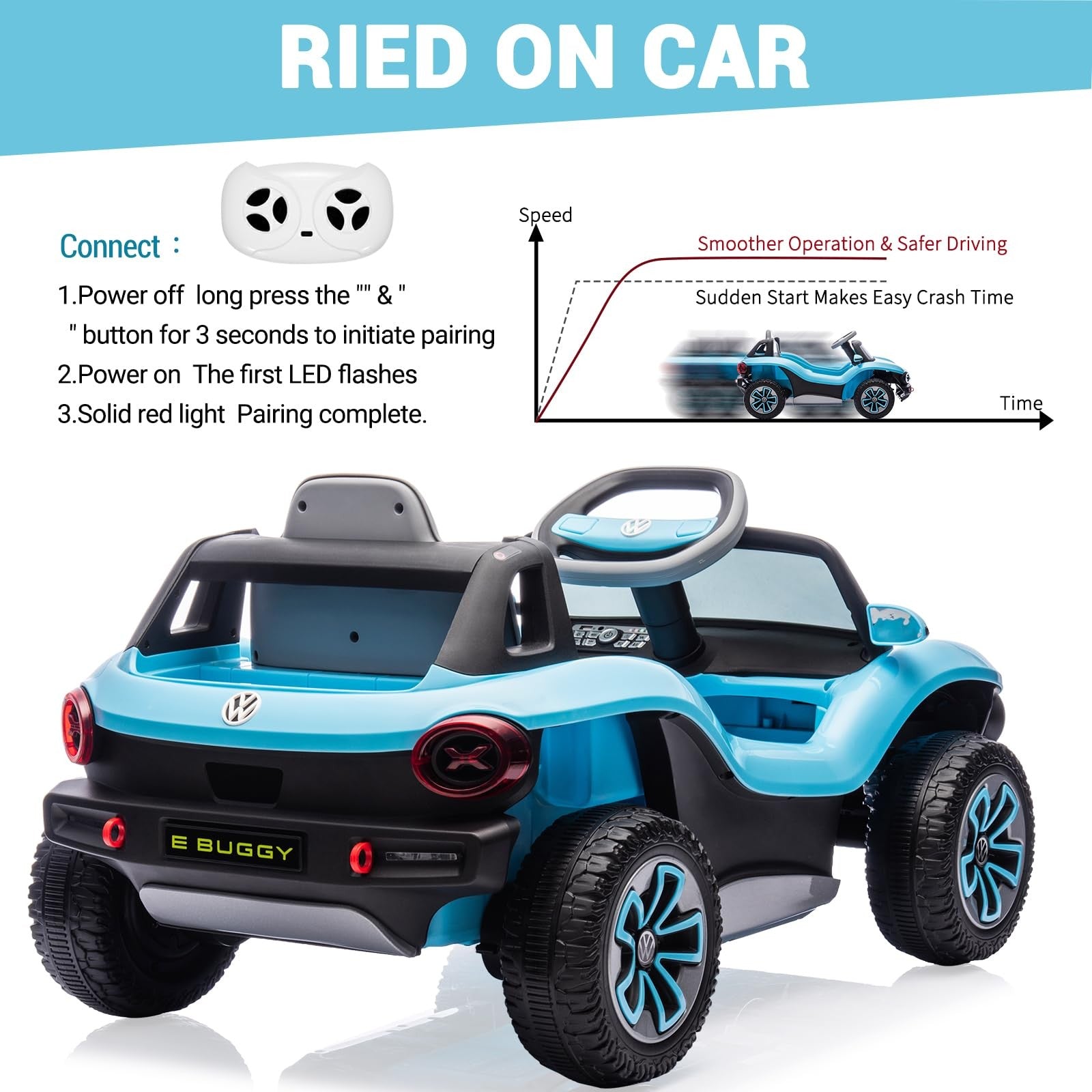 12V 7AH Toddler Electric Ride-On Car with Remote Control, Lights, USB, Horn, and Music Trend Times 22