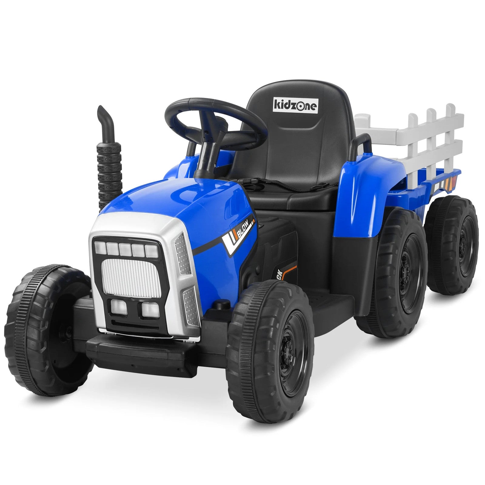 12V Battery-Powered Electric Tractor with 7AH Battery, Treaded Tires and Trailer for Toddlers Trend Times 0