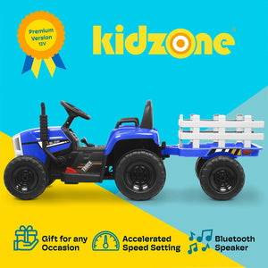 12V Battery-Powered Electric Tractor with 7AH Battery, Treaded Tires and Trailer for Toddlers Trend Times 1