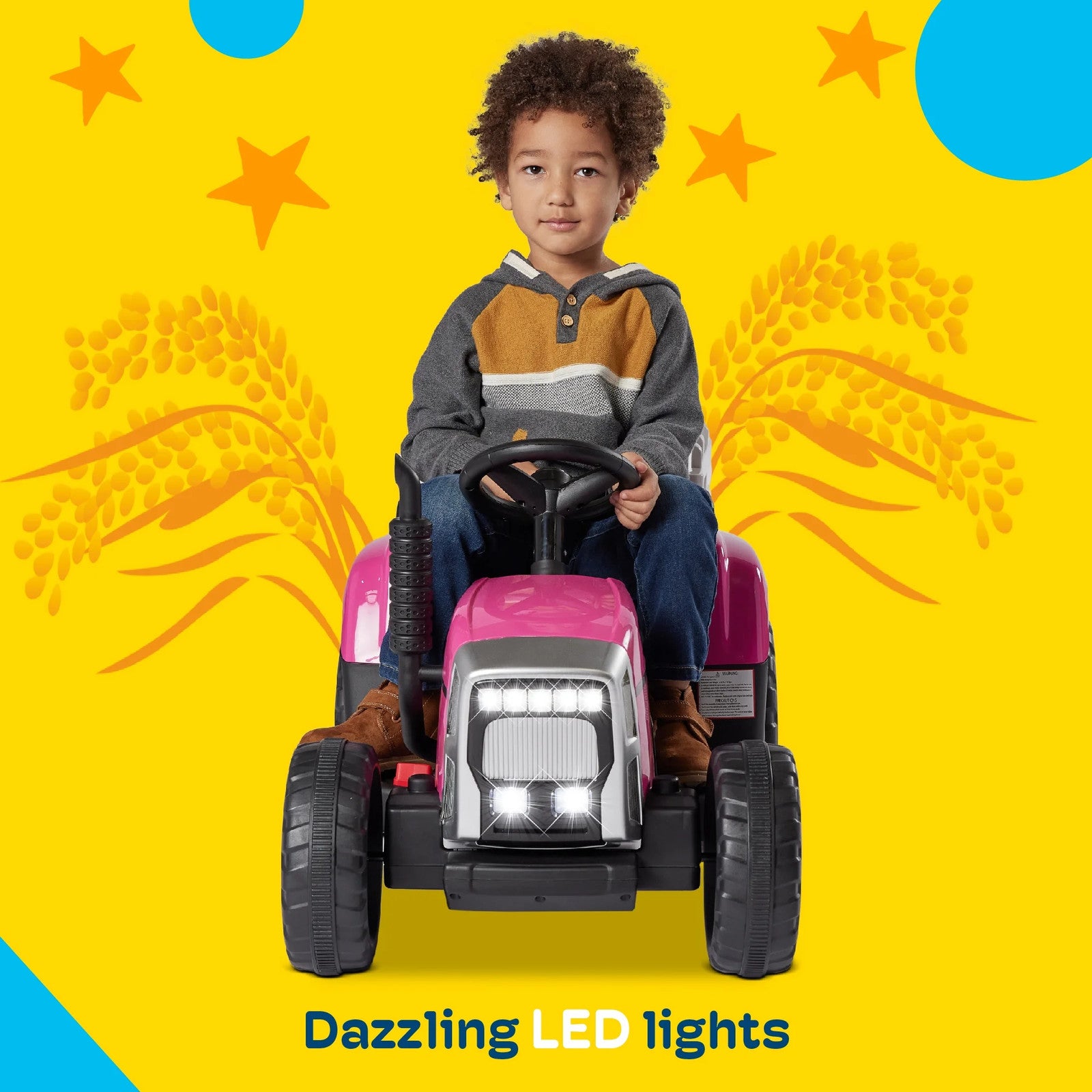 12V Battery-Powered Electric Tractor with 7AH Battery, Treaded Tires and Trailer for Toddlers Trend Times 2
