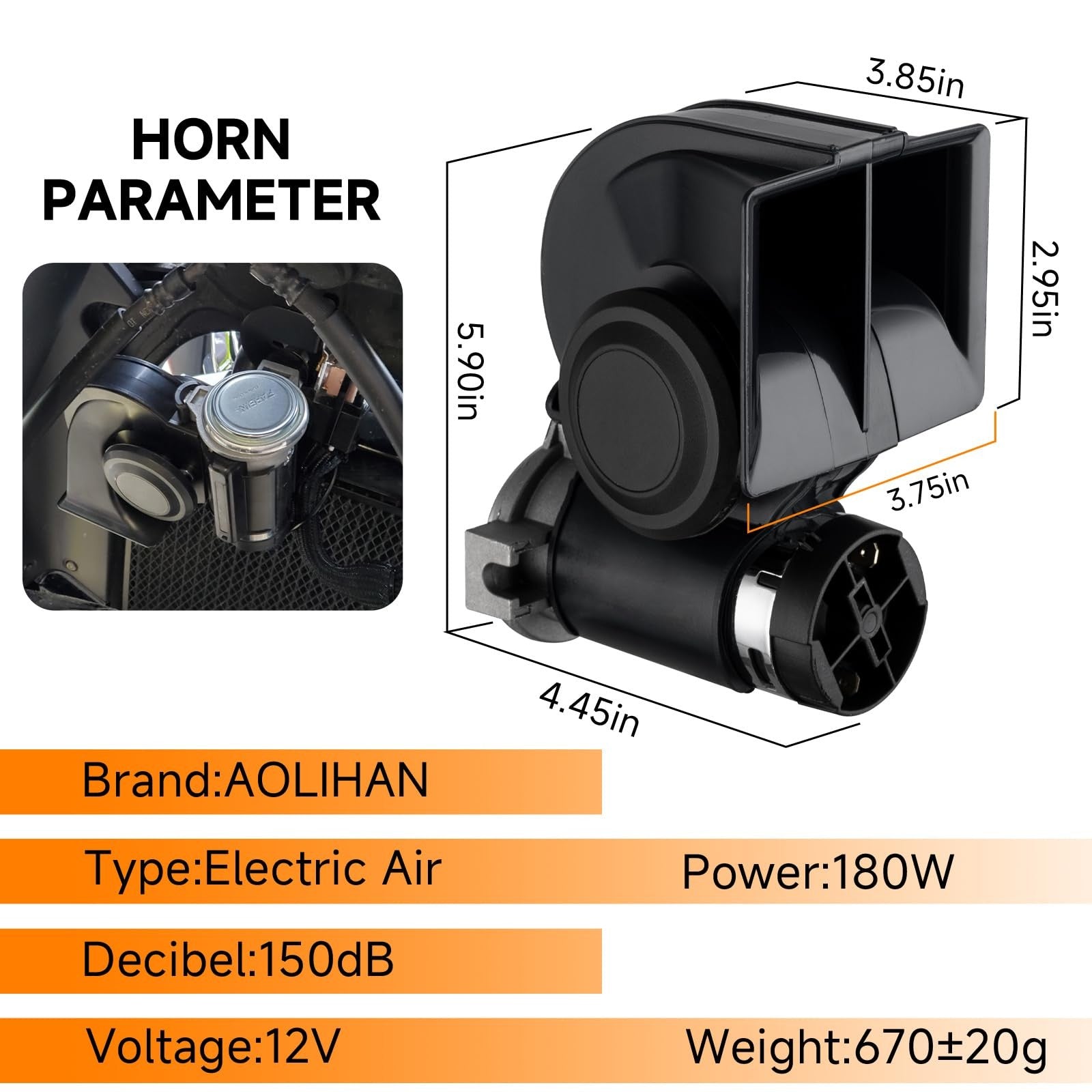 12V High-Pitched Air Horn with Wired Button for Trucks and Cars Trend Times 4
